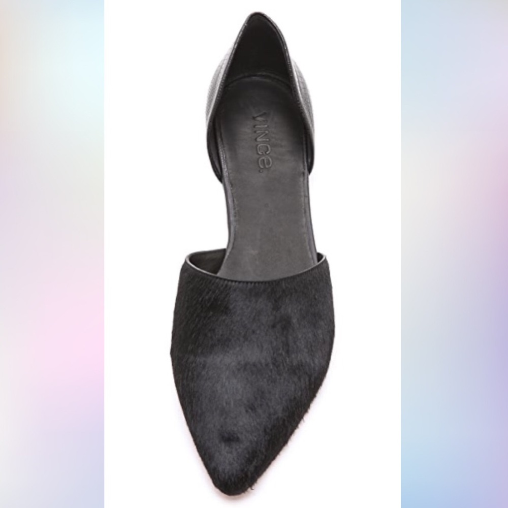 VINCE Nina black calf hair d’Orsay flats *